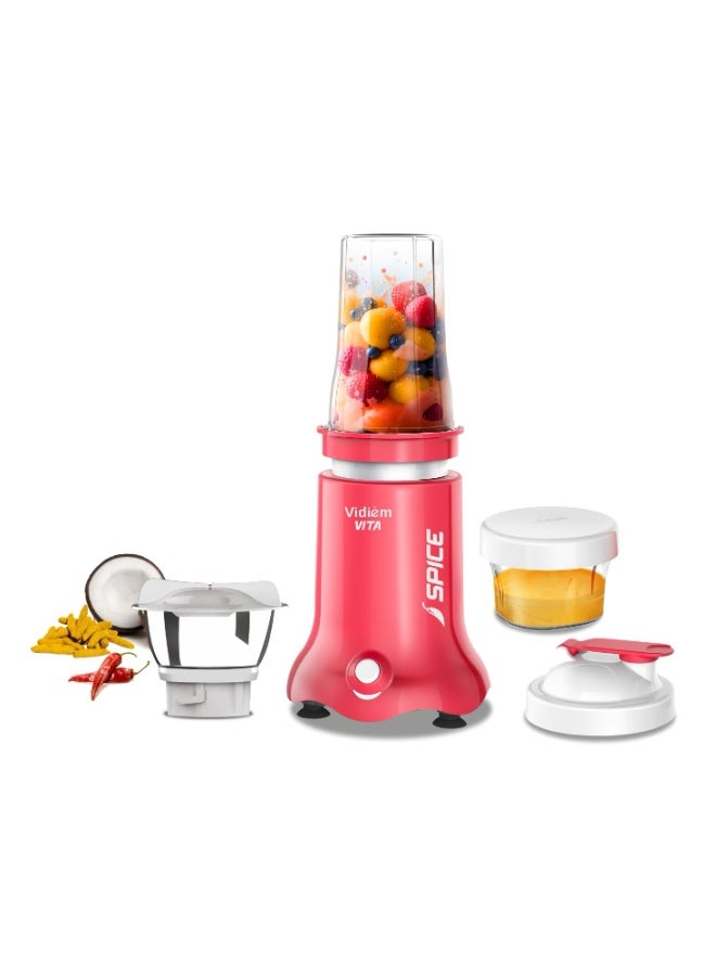 فيديم Vidiem Vita Spice 500 W Personal Blender/Mixer/Grinder/Smoothie Maker | 22000 RPM Aria CoolTec Motor | 3 Jars (500 ml + 250 ml jar & 300 ml SS Chutney Jar) | 3 Year Motor Warranty | Beyond Blending - Image 1